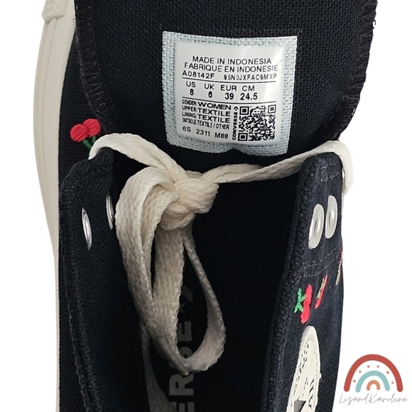 New! Converse Chuck Taylor All Star High Top Sneakers with Cherry Embroidery - Picture 14 of 16